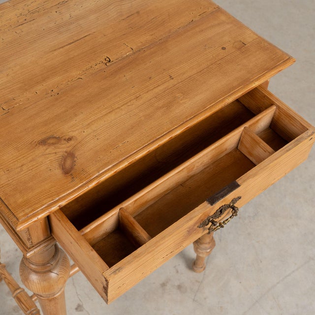 Early 20th Century Small Danish Pine Side Table With Drawer For Sale - Image 9 of 14