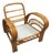 Mid Century Paul Frankl Style Bent Rattan Bamboo Three Strand Pretzel Lounge Cross Hatch Pattern For Sale