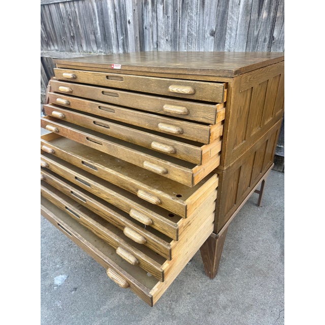 Mid 20th Century Vintage Hamilton Double-Stack Oak Flat File Cabinet For Sale - Image 5 of 8