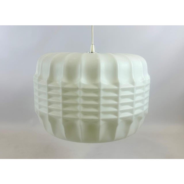Large Milk Glass Pendant Lamp from Osvětlovací Sklo Valašské Meziříčí, 1960s For Sale - Image 4 of 9