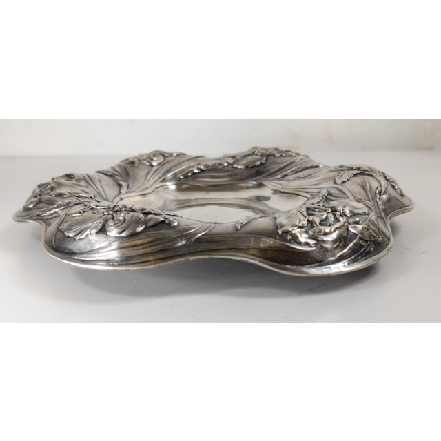 19th Century Silverplate Art Nouveau Catchall Card Tray With Iris Flowers by James W. Tufts For Sale In New York - Image 6 of 12