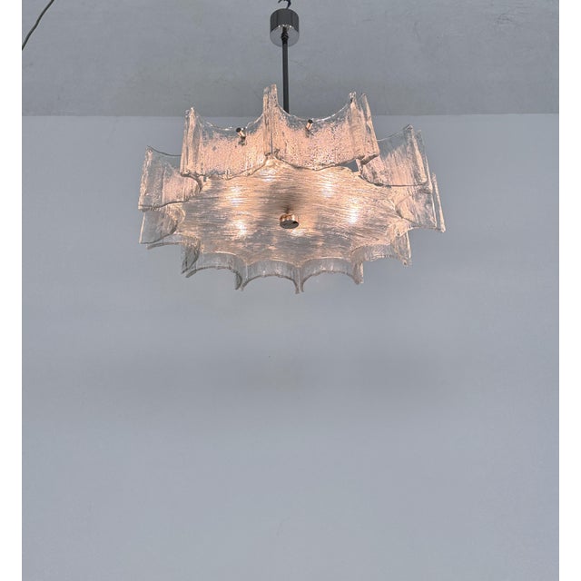 Large Ice Glass Chandelier by Kaiser Leuchten, 1970s For Sale - Image 9 of 18