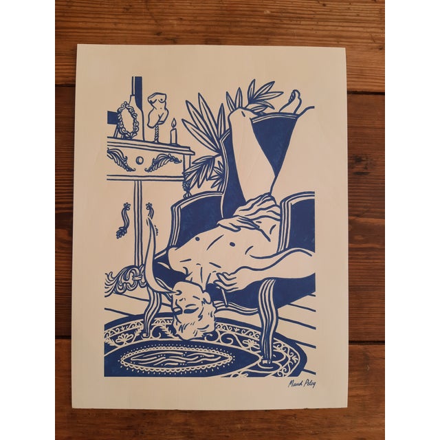 Paper Male Graphic Art French Artist Maud Peloq For Sale - Image 7 of 8