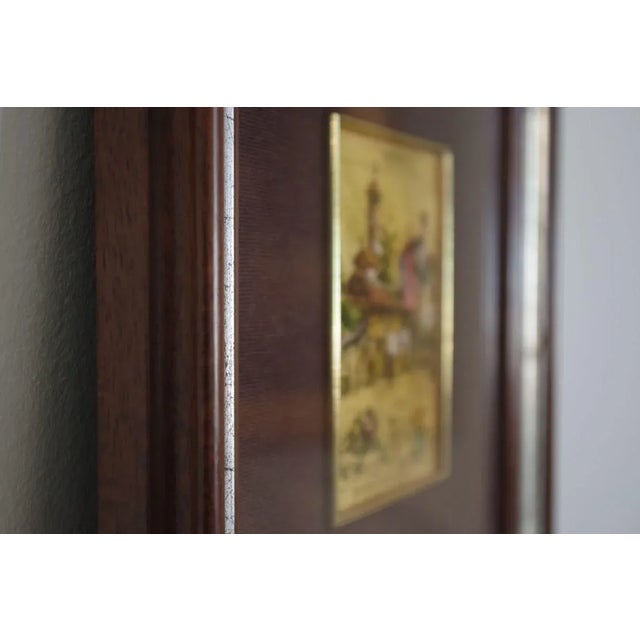 Small Gold Leaf Picture in Brown and Silver Frame, 1970s For Sale - Image 9 of 10