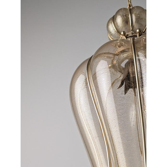 Murano Glass Lantern with Gold Foil and Brass from Barovier & Toso, 1960s For Sale - Image 6 of 18