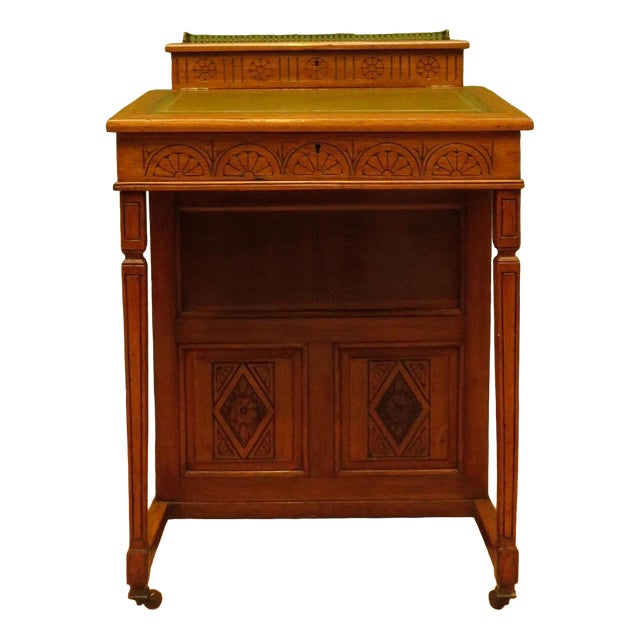 English Davenport with Leather Top, 1890s For Sale