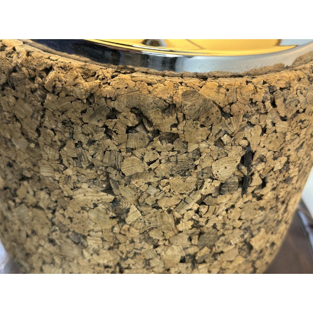 Brown Vintage Cork and Chrome Lamp, 1970s For Sale - Image 8 of 11