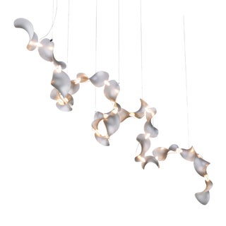 Dune 20 Spiral Chandelier with Silver Anodized Shades by Daniel Becker for Moss Objects For Sale