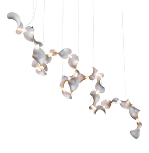 Dune 20 Spiral Chandelier with Silver Anodized Shades by Daniel Becker for Moss Objects