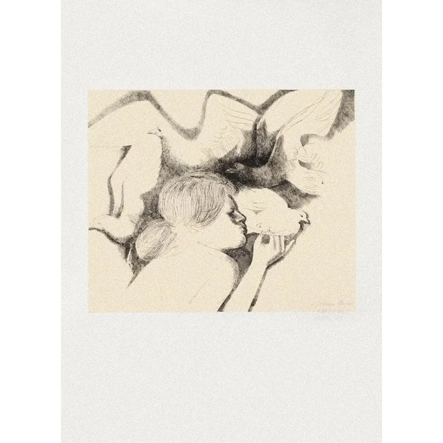 The dove of peace is an original etching artwork realized in 1983 by emilio greco. Hand-signed on the lower right and...
