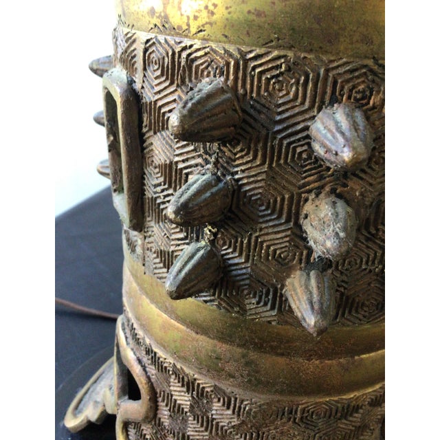 1950s Bronze Asian James Mont Style Lamps - A Pair For Sale - Image 9 of 10