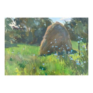 Rural Landscape Antique Painting Original Soviet Art Ukrainian Artist Sokolovsky G. 35-50 1980s For Sale