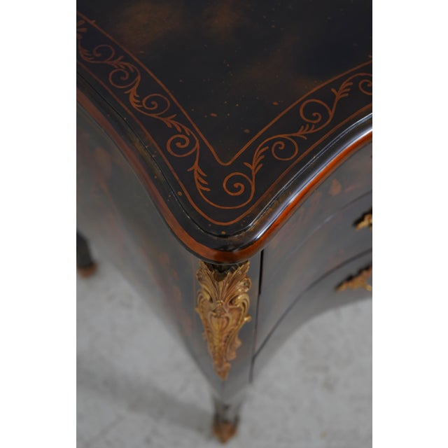 Wood Maitland Smith Chinoiserie Bow Front Commode For Sale - Image 7 of 18