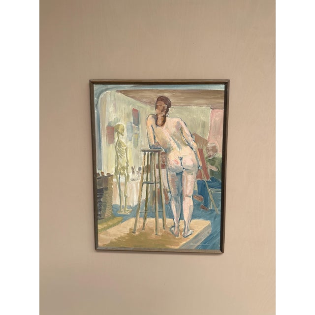 Olle C, Female Model in the Studio, 1977, Oil Painting on Canvas, Framed For Sale - Image 6 of 18