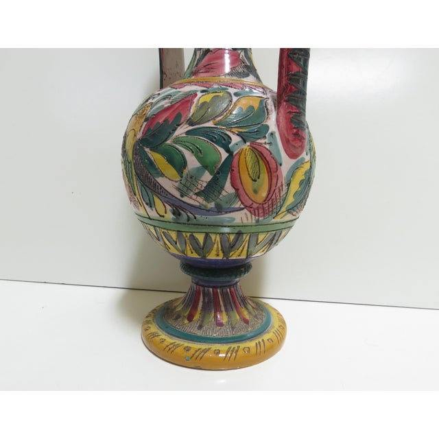 Italian Vintage Orvieto Hand-Painted Italian Majolica Vase For Sale - Image 3 of 11