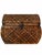 A decorative tabletop storage chest featuring a domed hinged lid, bowed front, and contrasting woven panels in honey,...