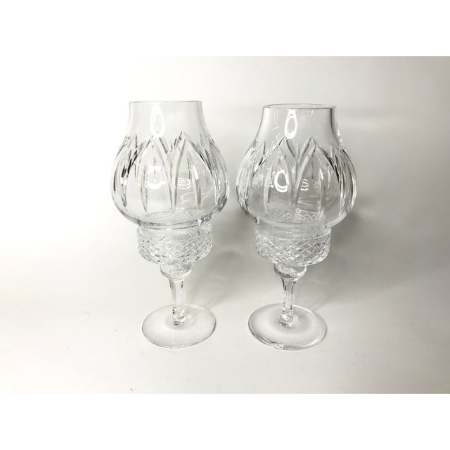 Cut Glass Hurricane Candle Holders a Pair Chairish