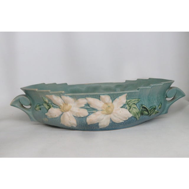 Mid 20th Century Roseville Pottery 461 14 Blue Ceil Clematis Oval Center Bowl 4689b For Sale - Image 16 of 17