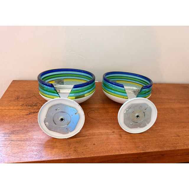 Green 1980s Leucos L670 Italian Murano and Metal Glass Sconces - a Pair For Sale - Image 8 of 14