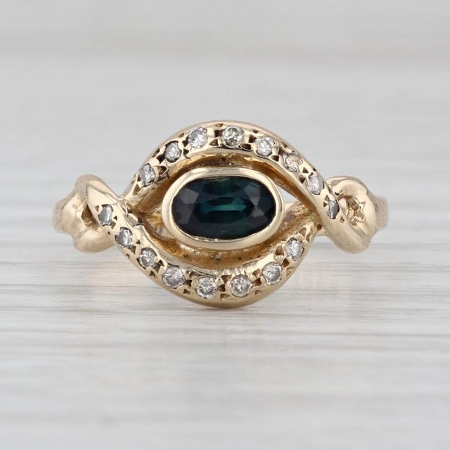 0.65ctw Blue Sapphire Diamond Ring 14k Yellow Gold Size 6.5 For Sale In Greensboro - Image 6 of 8