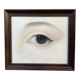 Regency Style Hand Painted Framed Oil on Canvas Lover's Eye Painting For Sale