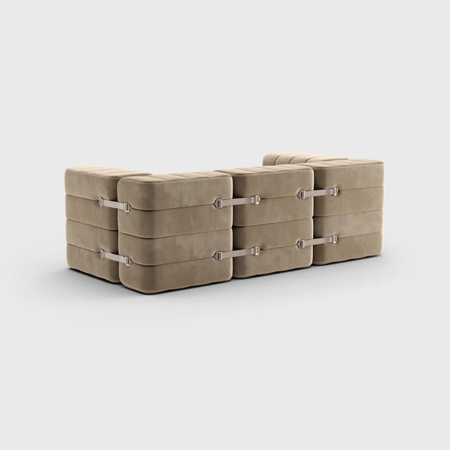 Contemporary Curt Modular Set - Flexible 2-Seater with Armrests - Barcelona - Vole - V3347/15 (Grey / Brown) by Ambivalenz, Set of 7 For Sale - Image 3 of 5