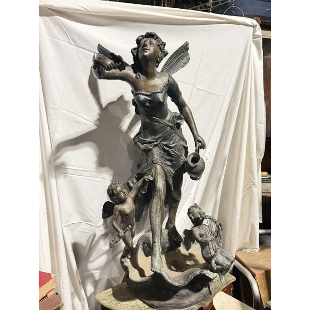 Antique Bronze Fountain of Fairy with Angels, 1890s For Sale - Image 12 of 12