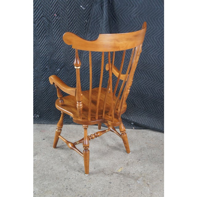 Wood Late 20th Century 6 Ethan Allen Duxbury Maple Colonial Windsor Fiddleback Dining Chairs For Sale - Image 7 of 14