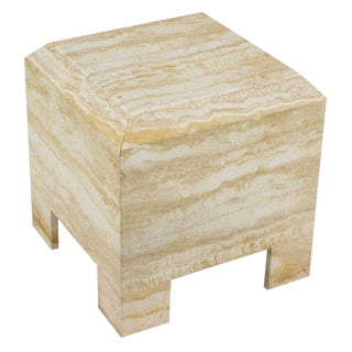 Custom Travertine End Table For Sale