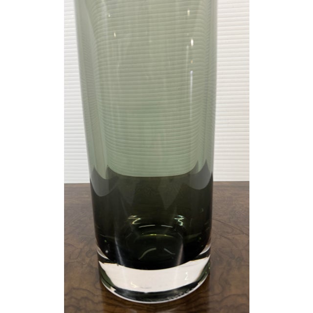 Dark Green Debra Moore Ombre Smoked Glass Vase, Signed For Sale - Image 8 of 12
