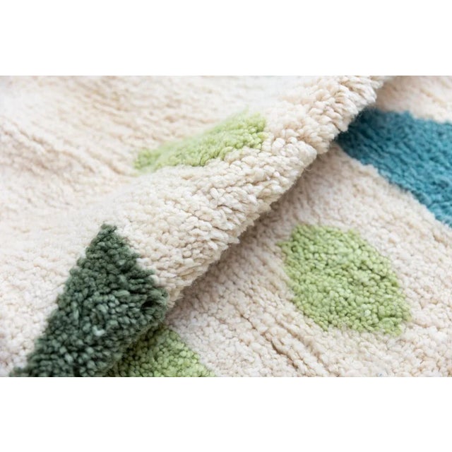 Textile Natural White Moroccan Wool Rug With Forest Green, Olive Green, Celery, Teal and Aquamarine - 8x10 Ft For Sale - Image 7 of 9