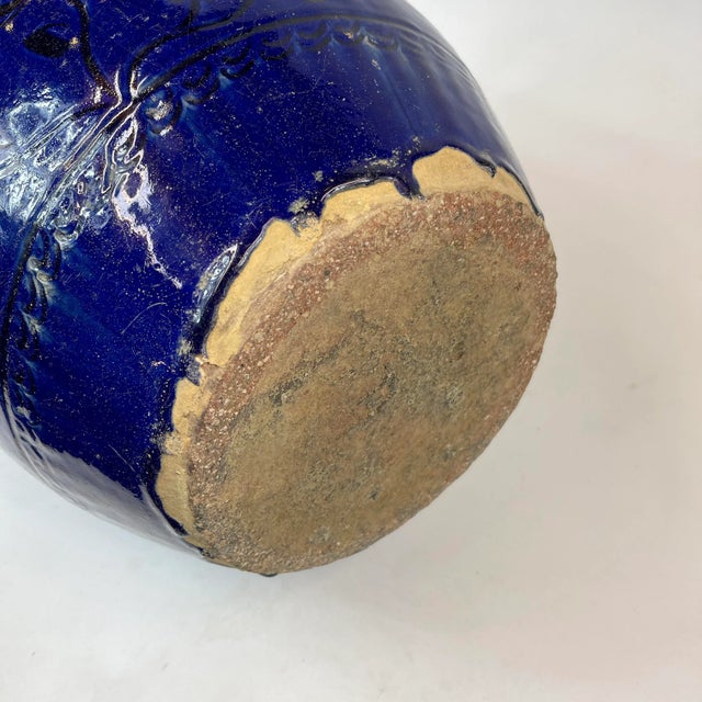 Blue 19th Century Cobalt Blue Ceramic Garden Seat Stool For Sale - Image 8 of 10