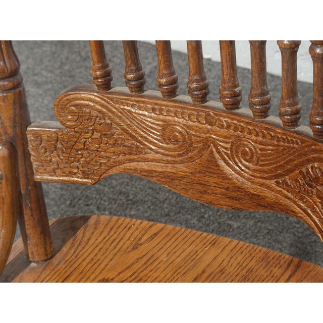 Wood Set of Six Vintage Oak Pressed Back Dining Room Chairs ~ French Country #21 For Sale - Image 7 of 16