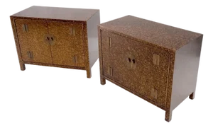 Pair Faux Gold Tortoise Heavy Brass Pulls Two Door Credenzas Dresser Mint!