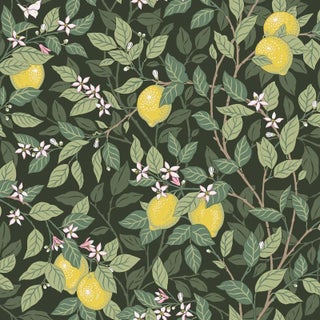 SAMPLE - Boråstapeter Citronträd Wallpaper In Green For Sale