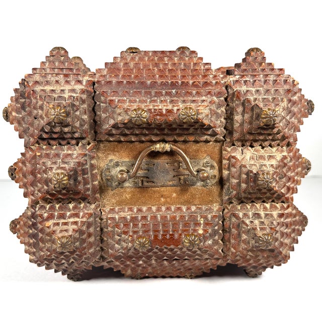 Antique Folk Tramp Art Box For Sale - Image 12 of 17