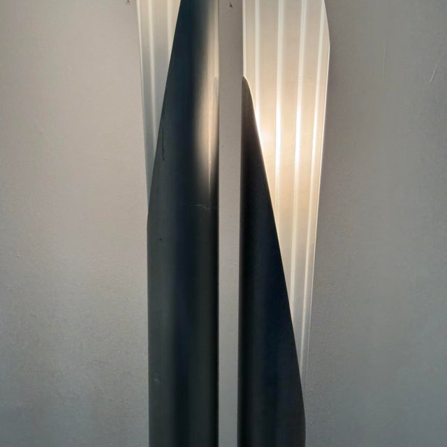 Glass Vintage Floor Lamp with 2 Metal and Glass Stems, 1980s For Sale - Image 7 of 13