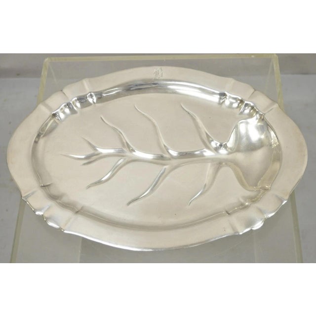 Mid 20th Century Reed & Barton Chesterfield Silver Plated Meat Cutlery Serving Platter Tray For Sale - Image 11 of 11