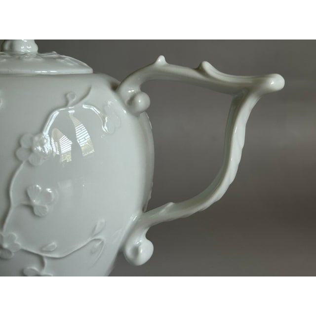 Vintage Mma Blanc De Chine Teapot Portugal Hard Paste Porcelain Cherry Blossom For Sale - Image 9 of 12