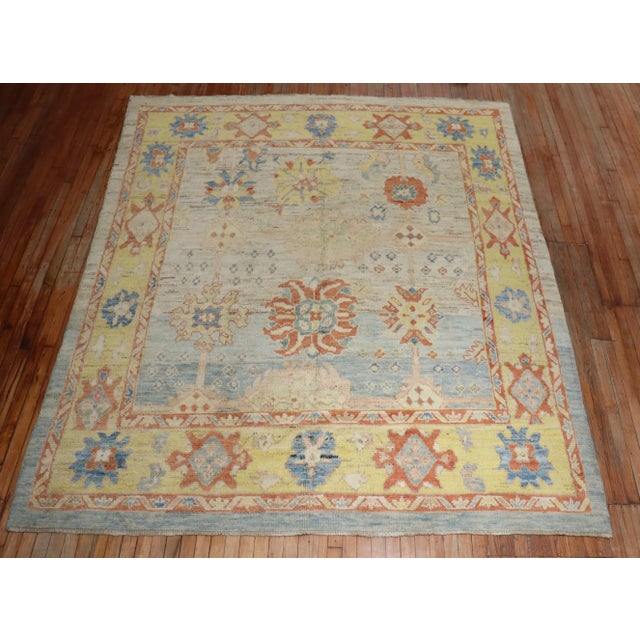 Vintage Turkish Oushak, 8'3'' X 9'5'' For Sale - Image 10 of 12