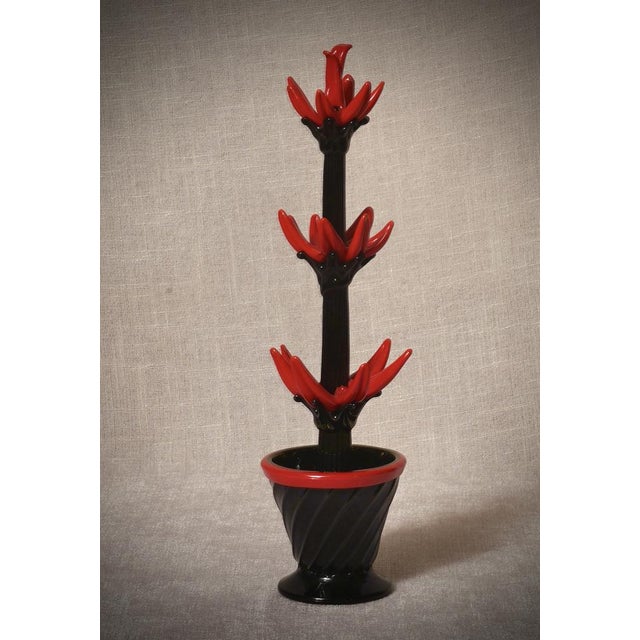 Italian Red and Black Murano Glass Cactus Sculpture, 2000s For Sale - Image 6 of 10