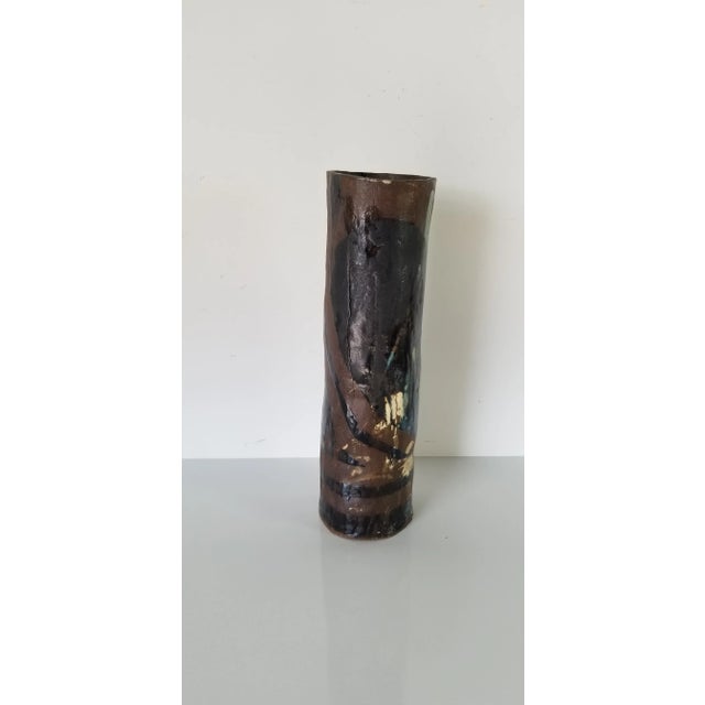 1980s 80s Vintage Abstract Design Art Pottery Vase For Sale - Image 5 of 8