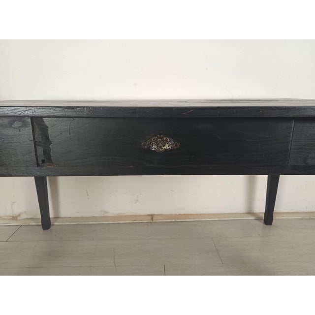 Black Farmhouse Table in Blackened Wood For Sale - Image 8 of 18