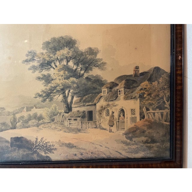 Antique 19th Century Landscape Farm Village Realism Watercolor Painting Country For Sale In New York - Image 6 of 12