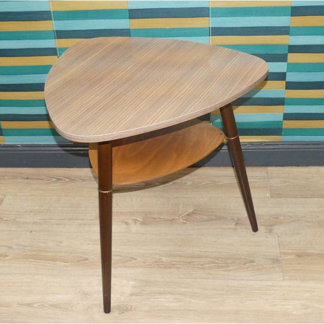 Mid-Century Modern Cocktail Table in Formica and Teak Look with Shelf, 1960s For Sale - Image 3 of 9