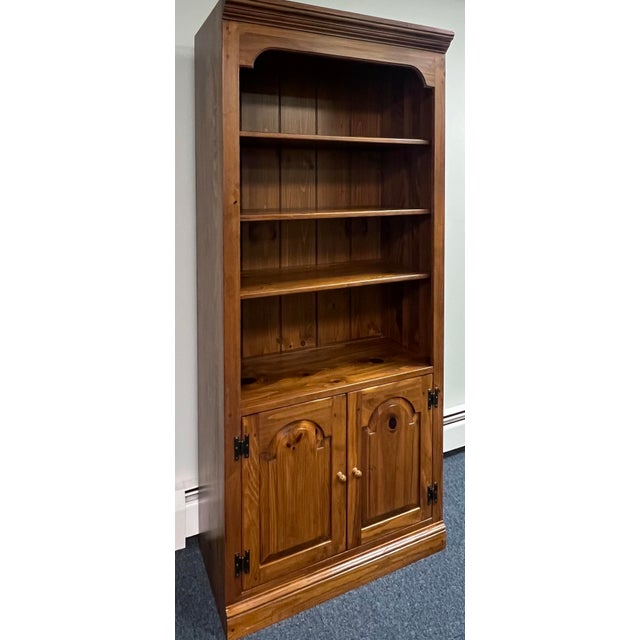 Farmhouse Ethan Allen Country Craftsman Pine Bookcase For Sale - Image 3 of 9