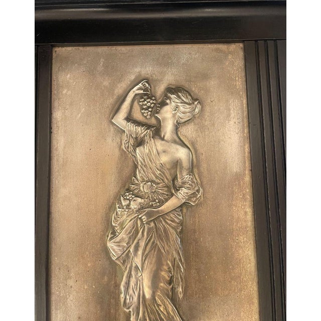 19th Century Late 19th Century Pair of Italian Silver Plate Relief Plaques Classical Maidens For Sale - Image 5 of 9