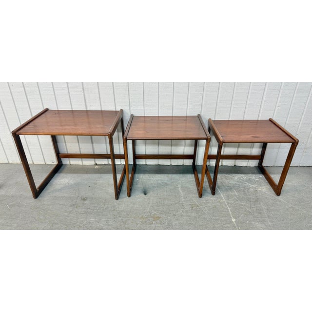 Mid 20th Century Mid-Century Danish Modern Teak Nesting Tables -Set of 3 For Sale - Image 5 of 7