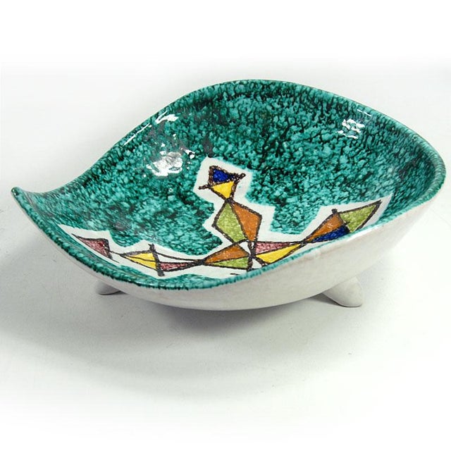 Italian Hand-Painted Glazed Tripod Dish, 1960s For Sale - Image 6 of 10