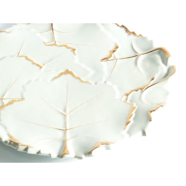 Art Deco Pistamio and Gold Leaf Plates, Set of 7 For Sale - Image 4 of 18